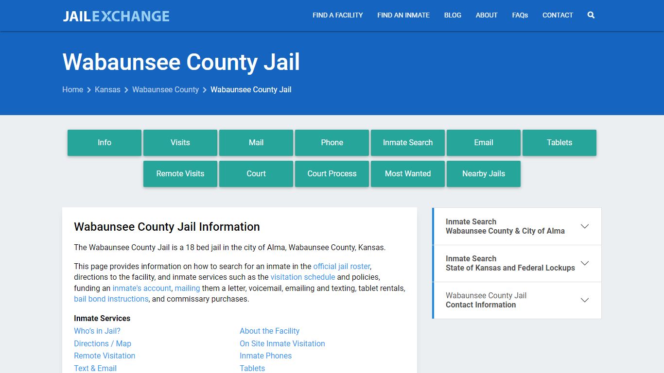 Wabaunsee County Jail, KS Inmate Search, Information